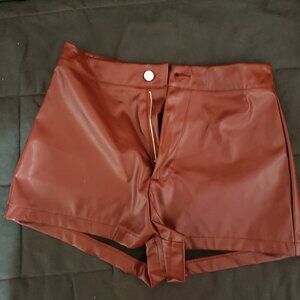 Red Pleather Shorts XS S